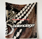 Balenciaga Logo Keychain Print Flannel Sofa Throw Blanket Premium Couch Cover BA376